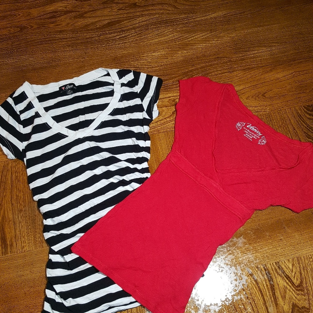 2 Cute V Neck Shirts; X-Small's